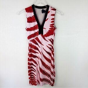 Just Cavalli Pink Red Cocktail Short Dress V-Neckline XS